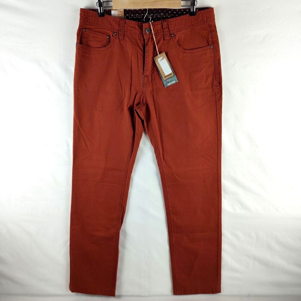 PrAna Men's Tucson Slim Fit Pants 36x32 Henna Brick Orange Hiking Stretch